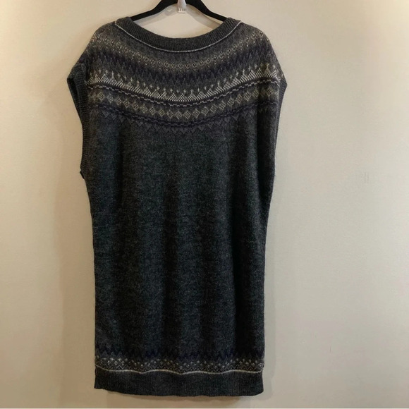 CASSIS Sz M/L Merino Mohair Side Buttons Pockets Fair Isle Style V-Neck Tunic - Picture 5 of 6